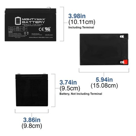 Mighty Max Battery 12V 12AH Battery Replacement for Hi Capacity B655 With 12V 1Amp Charger MAX3899543